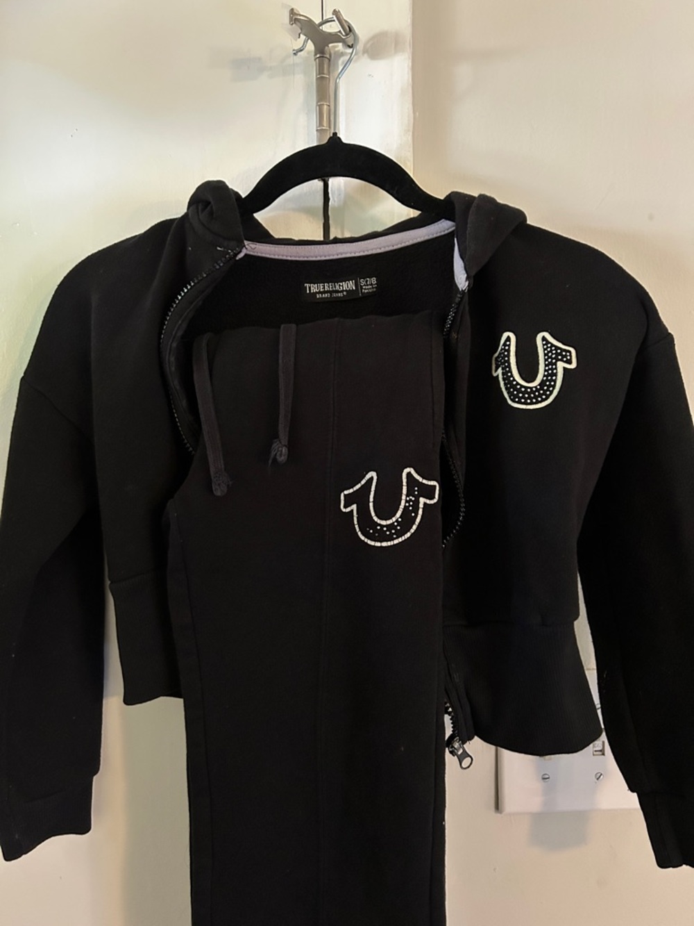 True Religion Kids Black Hoodie & Jogger Logo Set
